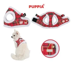 Puppia Vest Harness model B Santa Checkered Red
