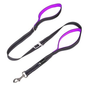 Frenkiez reflective dog leash carseatbelt Purple