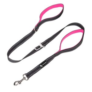 Frenkiez reflective dog leash carseatbelt Pink