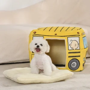 Hondenbed Autobus – Knus, Beschut en Wasbaar Hondenhuis in Schattig Design