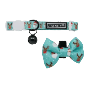 Little Kitty Cat Collar & Bow Tie Santa's Reindeers