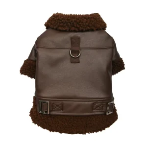 Puppia Soft Leather Shearling Coat Brown