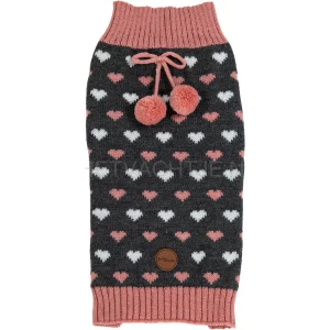 JV - DOGWALK TRUI HEARTS GRIJS/ROZE