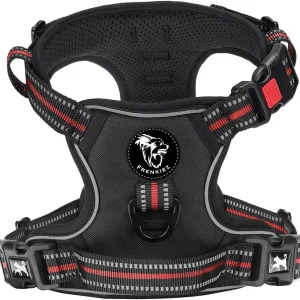 Frenkiez reflective Y tuig no pull dogharness black/red