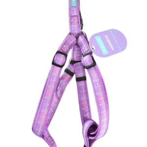 HemAndBoo Purple Tartan adjustable dog harness